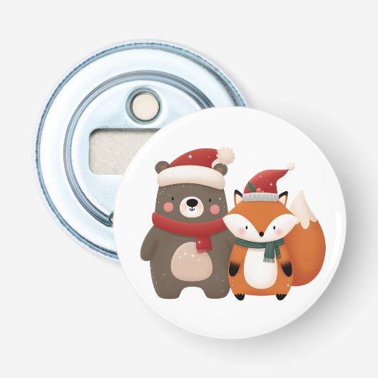 Weihnachten/Winter Niedlicher Bär & Fox Flaschenöffner (Vorderseite)