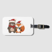 Weihnachten/Winter Niedlicher Bär & Fox Gepäckanhänger (Vorderseite (Horizontal))