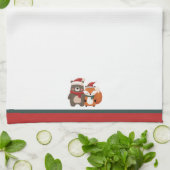 Weihnachten/Winter Niedlicher Bär & Fox Geschirrtuch (Gefaltet)