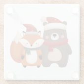 Weihnachten/Winter Niedlicher Bär & Fox Glasuntersetzer (Rückseite)
