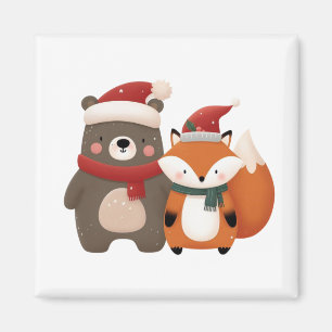 Weihnachten/Winter Niedlicher Bär & Fox Magnet