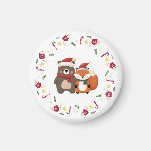Weihnachten/Winter Niedlicher Bär & Fox Magnet