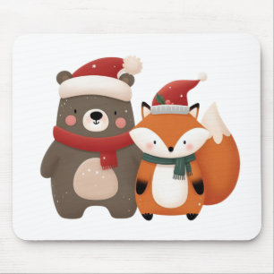 Weihnachten/Winter Niedlicher Bär & Fox Mousepad