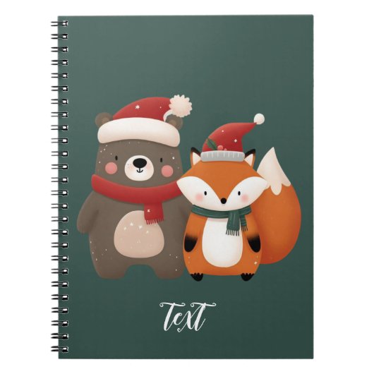 Weihnachten/Winter Niedlicher Bär & Fox Notizblock (Vorderseite)
