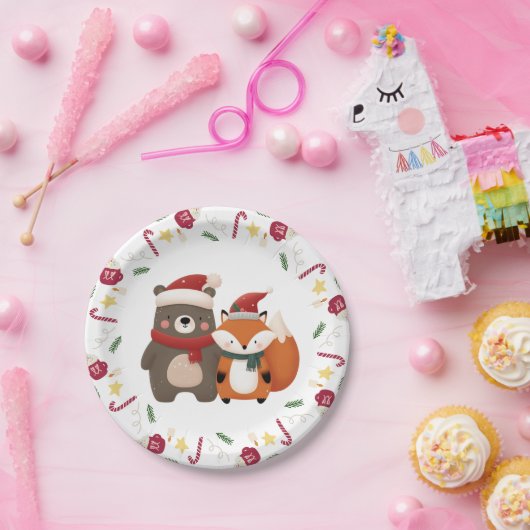 Weihnachten/Winter Niedlicher Bär & Fox Pappteller (Party)