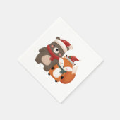 Weihnachten/Winter Niedlicher Bär & Fox Serviette (Ecke)
