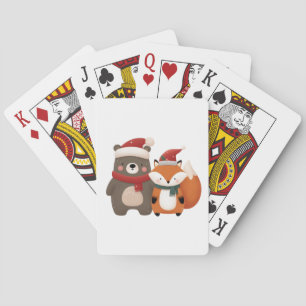 Weihnachten/Winter Niedlicher Bär & Fox Spielkarten