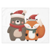 Weihnachten/Winter Niedlicher Bär & Fox Tischdecke (Vorderseite (Horizontal))