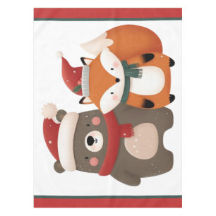 Weihnachten/Winter Niedlicher Bär & Fox Tischdecke