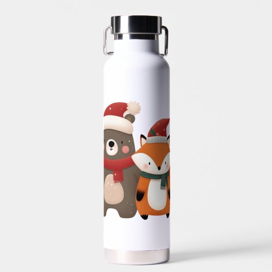 Weihnachten/Winter Niedlicher Bär & Fox Trinkflasche (Vorne)