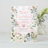 Weihnachten Winter ONEderland Arktische Tiere Blüh Einladung (Stehend Vorderseite)