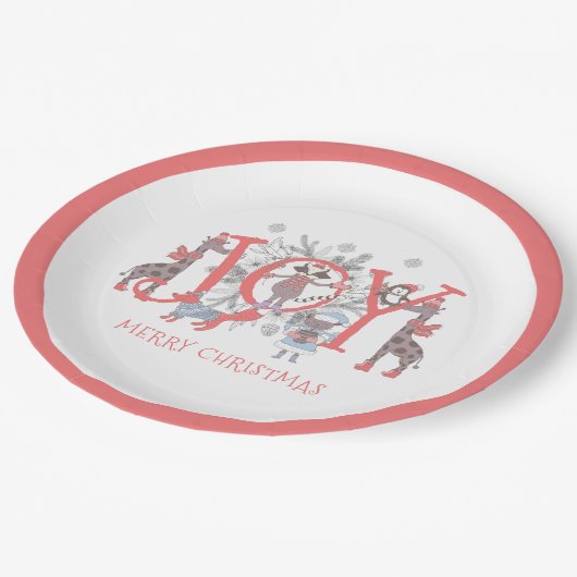 Weihnachten Winter Party Tiere Urlaub Pappteller (Schrägansicht)