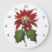Weihnachten, Winter-Pflanze Red Poinsettia Große Wanduhr (Vorderseite)