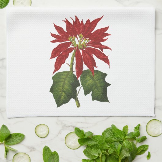 Weihnachten, Winter-Pflanze Red Poinsettia Küchentuch (Gefaltet)