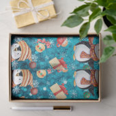 Weihnachten Winter Pinguine Schneeflocken Blau für Seidenpapier (Geschenk)