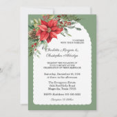 Weihnachten Winter Poinsettia Watercolor Einladung (Vorderseite)