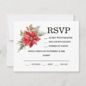 Weihnachten Winter Poinsettia Watercolor RSVP Karte (Vorderseite)