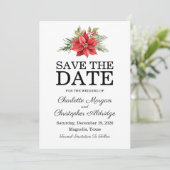 Weihnachten Winter Poinsettia Watercolor Save The Date (Stehend Vorderseite)