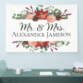 Weihnachten Winter Red Floral Mr & Mrs Wedding Banner (Messe)