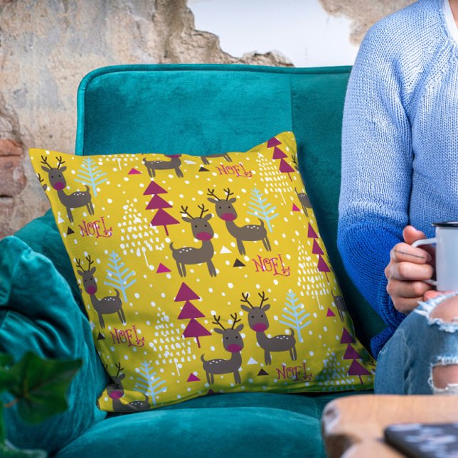 Weihnachten Winter Rentier Weihnachtsbaumen Waldsc Kissen (Von Creator hochgeladen)
