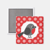 Weihnachten / Winter Robin Snowflakes Rot Magnet (Vorderseite/Rückseite)