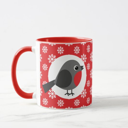 Weihnachten / Winter Robin Snowflakes Rot Tasse (Links)
