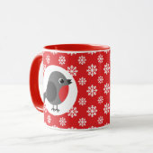 Weihnachten / Winter Robin Snowflakes Rot Tasse (Vorderseite Links)