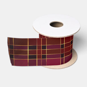 Weihnachten Winter Rot & Schwarz Tartan & Goldfoli Satinband