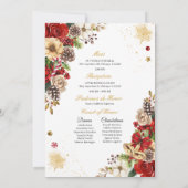 Weihnachten Winter Rot und Gold Poinsettia Quincea Einladung (Rückseite)