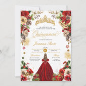 Weihnachten Winter Rot und Gold Poinsettia Quincea Einladung (Vorderseite)
