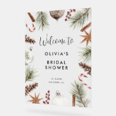 Weihnachten Winter Rustikales Brautparty Willkomme Acrylschild (Winkel)