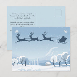 Weihnachten Winter Santa und Rentiere Postkarte