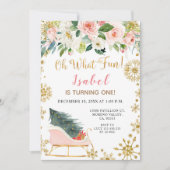 Weihnachten Winter Schlitten Oh was Spaß Erster Ge Einladung (Vorderseite)