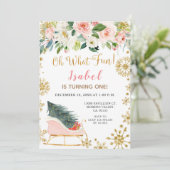 Weihnachten Winter Schlitten Oh was Spaß Erster Ge Einladung (Stehend Vorderseite)