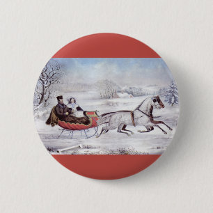 Weihnachten, Winter, Schlittenpferd Button