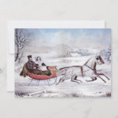 Weihnachten, Winter, Schlittenpferd Einladung (Vorderseite)