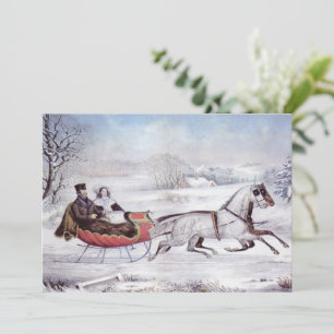 Weihnachten, Winter, Schlittenpferd Einladung