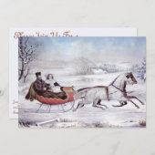 Weihnachten, Winter, Schlittenpferd Einladung (Vorne/Hinten)