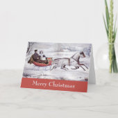 Weihnachten, Winter, Schlittenpferd Feiertagskarte (Vorderseite)