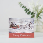 Weihnachten, Winter, Schlittenpferd Feiertagspostkarte (Stehend Vorderseite)