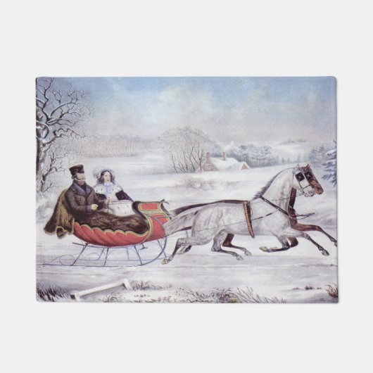 Weihnachten, Winter, Schlittenpferd Fußmatte (Vorderseite)