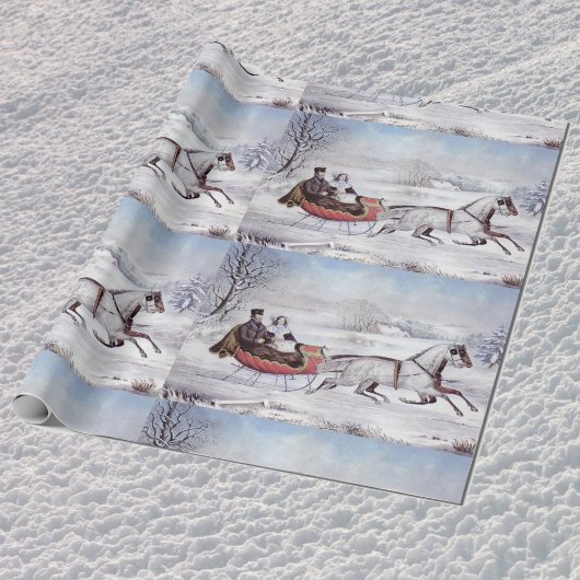 Weihnachten, Winter, Schlittenpferd Geschenkpapier