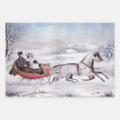 Weihnachten, Winter, Schlittenpferd Geschenkpapier Set (Vorderseite)