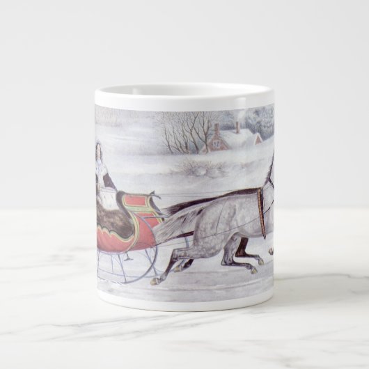 Weihnachten, Winter, Schlittenpferd Jumbo-Tasse (Vorderseite)