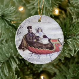 Weihnachten, Winter, Schlittenpferd Keramik Ornament