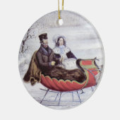Weihnachten, Winter, Schlittenpferd Keramik Ornament (Links)