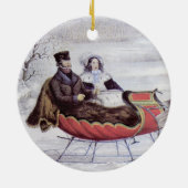 Weihnachten, Winter, Schlittenpferd Keramik Ornament (Hinten)
