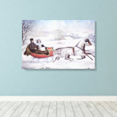 Weihnachten, Winter, Schlittenpferd Leinwanddruck (Insitu (Holzboden))