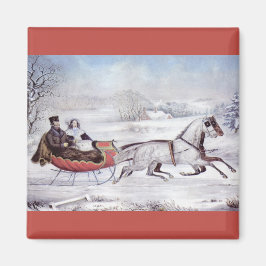 Weihnachten, Winter, Schlittenpferd Magnet