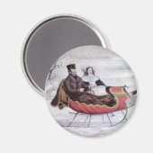 Weihnachten, Winter, Schlittenpferd Magnet (Vorderseite/Rückseite)